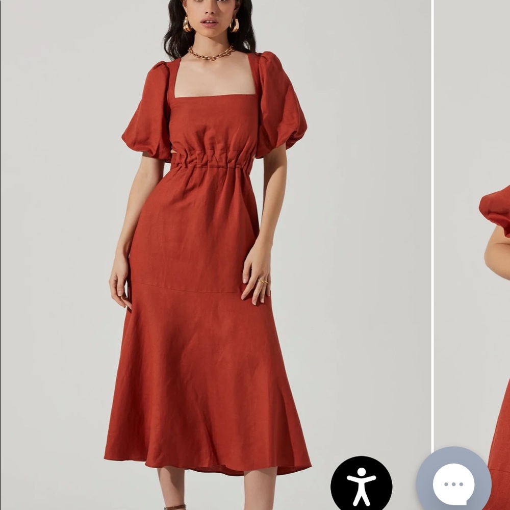 ASTR the label ANGELES PUFF SLEEVE CUTOUT DRESS